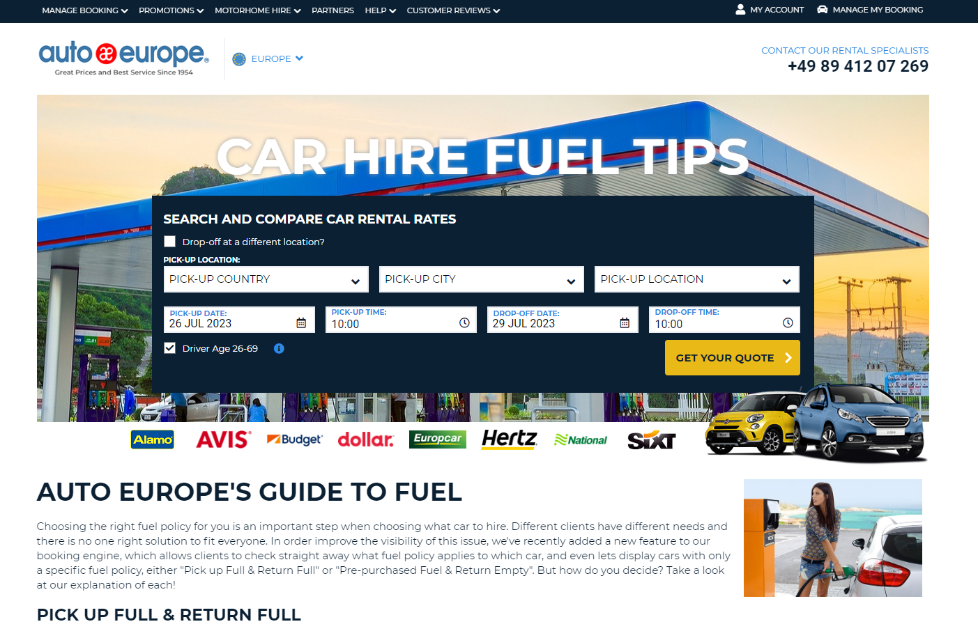 Auto Europe Website
