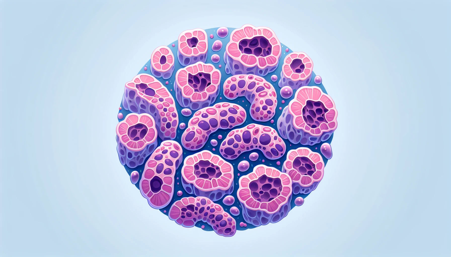 Colon cancer cells under a microscope