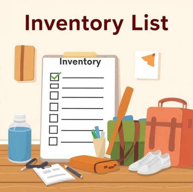 inventory list graphic showing typical personal belongings