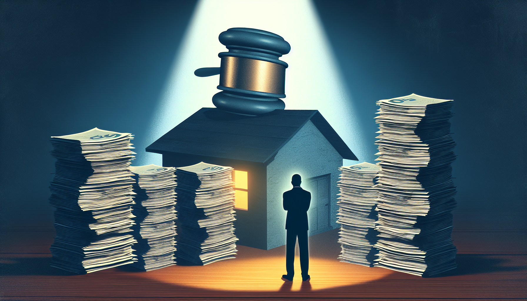 Illustration of a person dealing with past due mortgage payments in bankruptcy