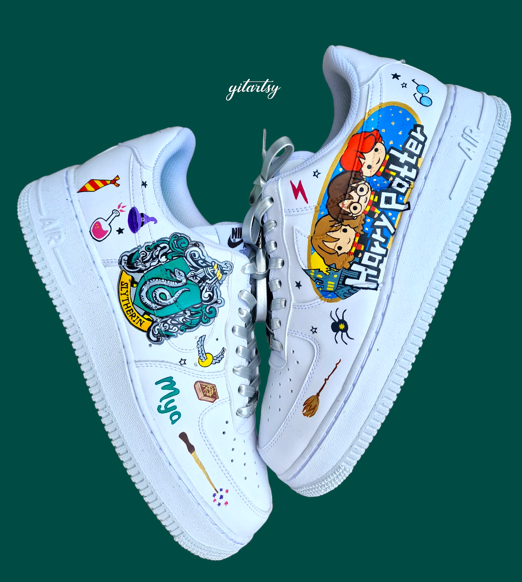 Harry Potter - Kids custom hand painted Nike AF1 sneakers by Gitartsy 