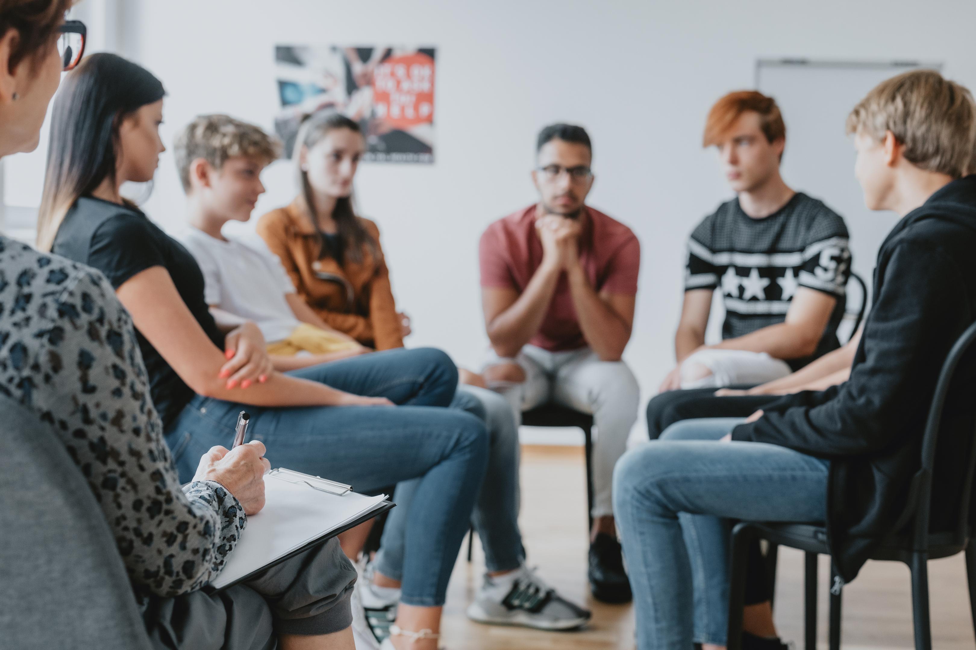 Group therapy is a key part of teen addiction treatment