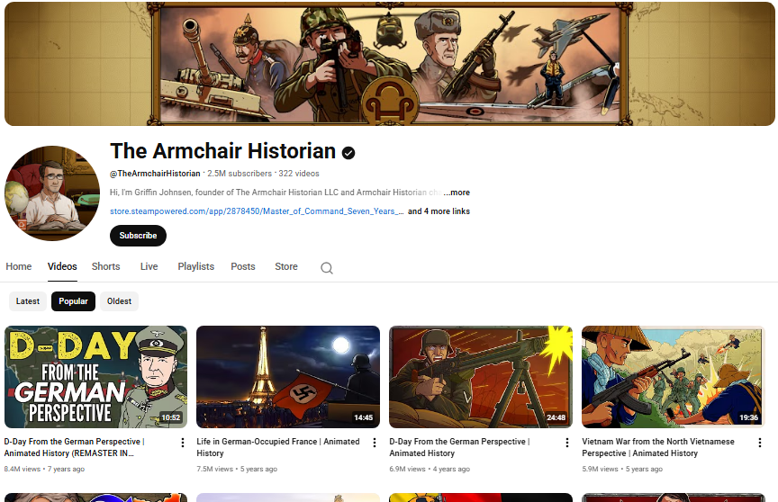 The Armchair Historian homepage.