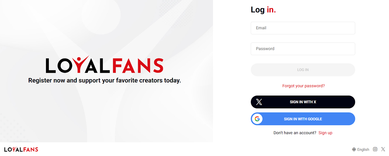 LoyalFans login page to support creators, an OnlyFans alternative.