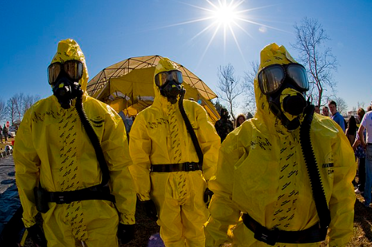 Hazmat suits to keep workers safe - gaseous form - worn inside - workplace - high risk