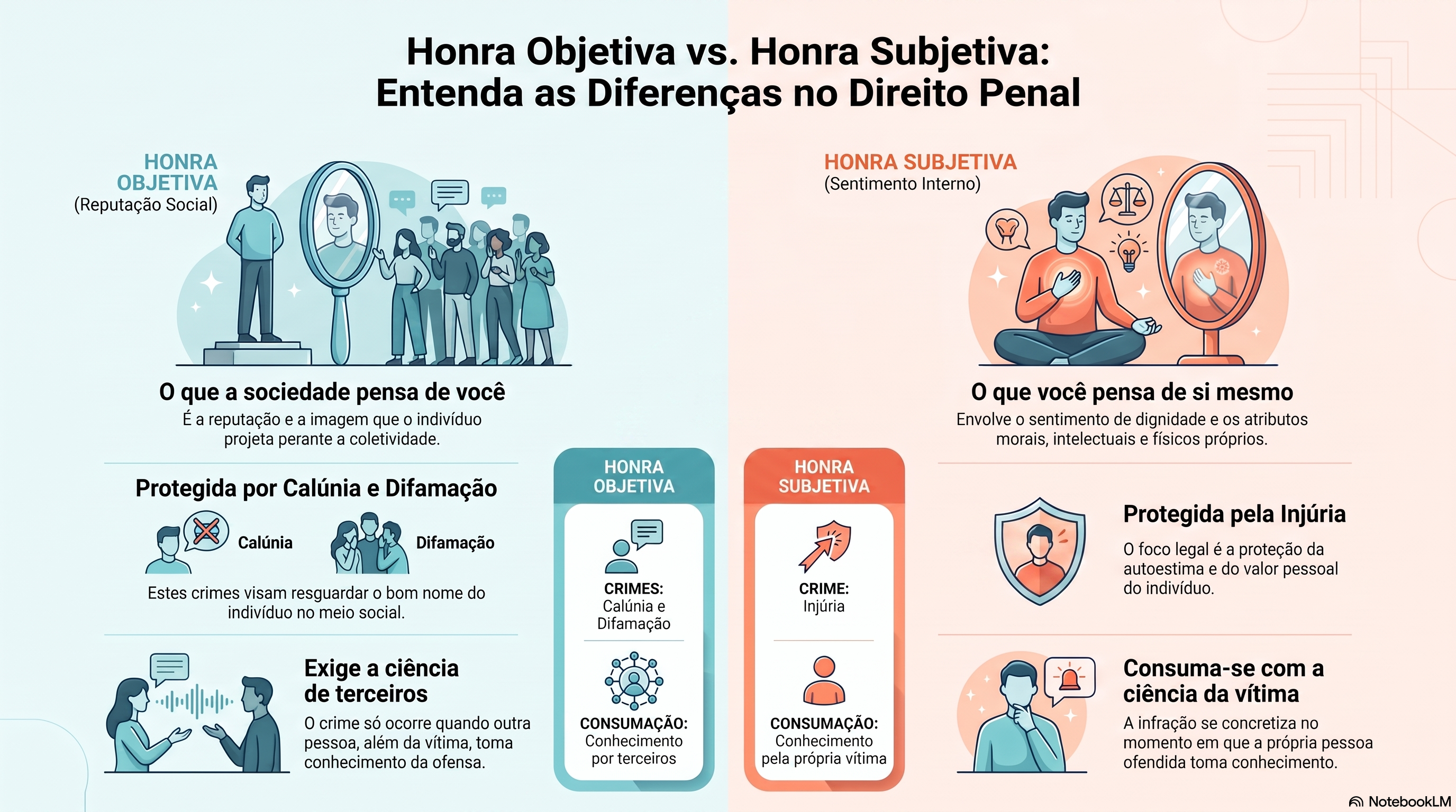 Qual a diferença entre honra objetiva e honra subjetiva?