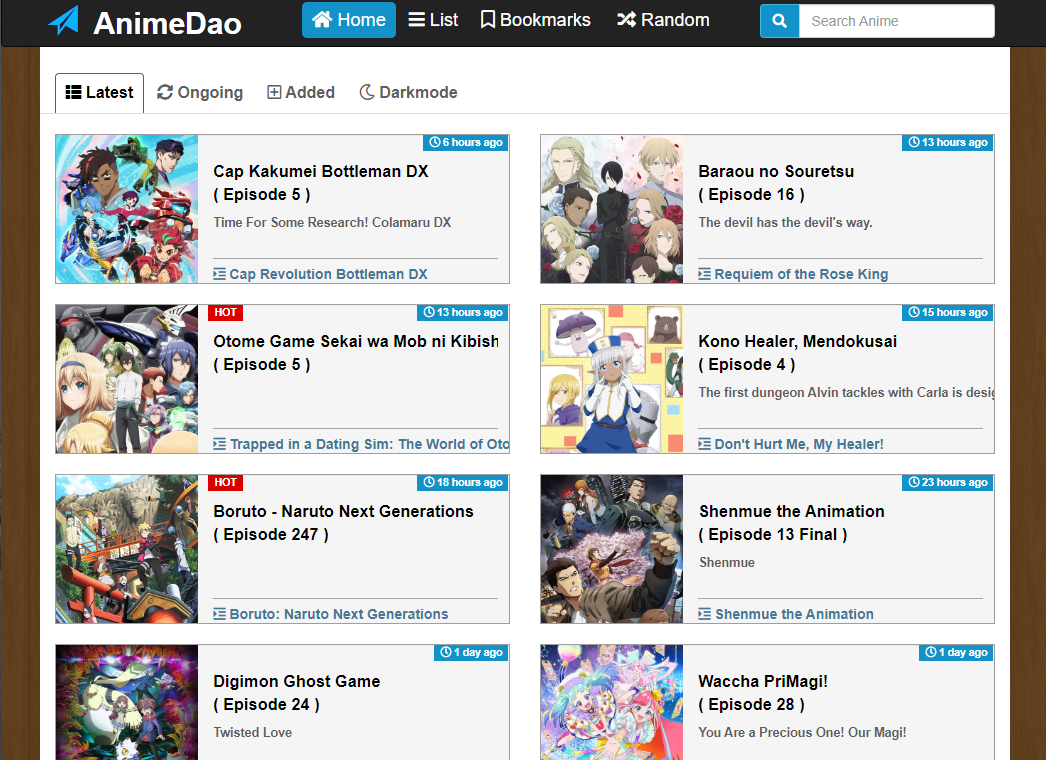 animedao home page