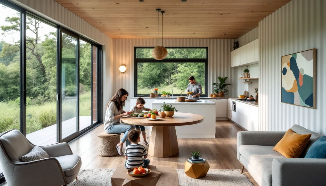 A family enjoying the advantages of living in a container home.