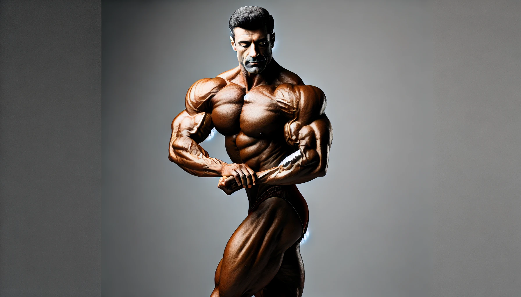 bodybuilder performing a side chest pose