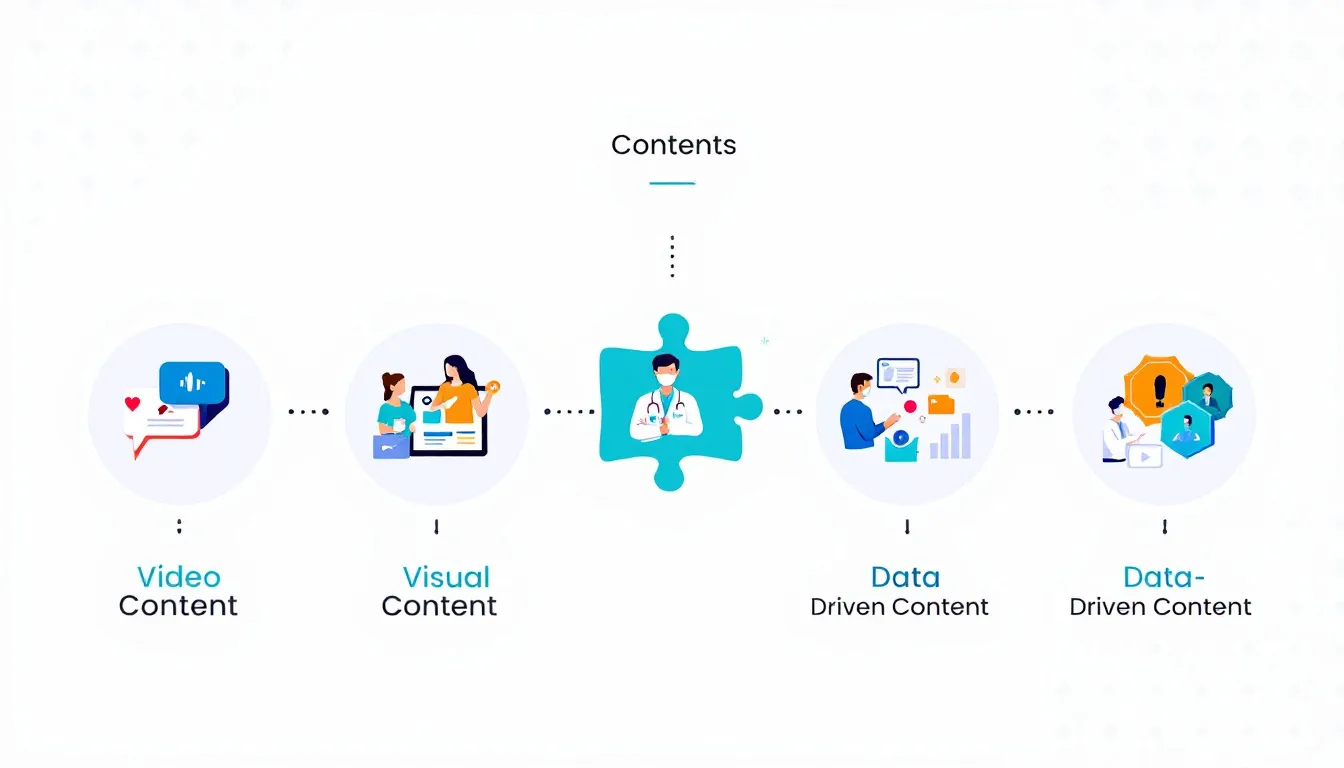 A content strategy for medical practices illustrated with various content types.