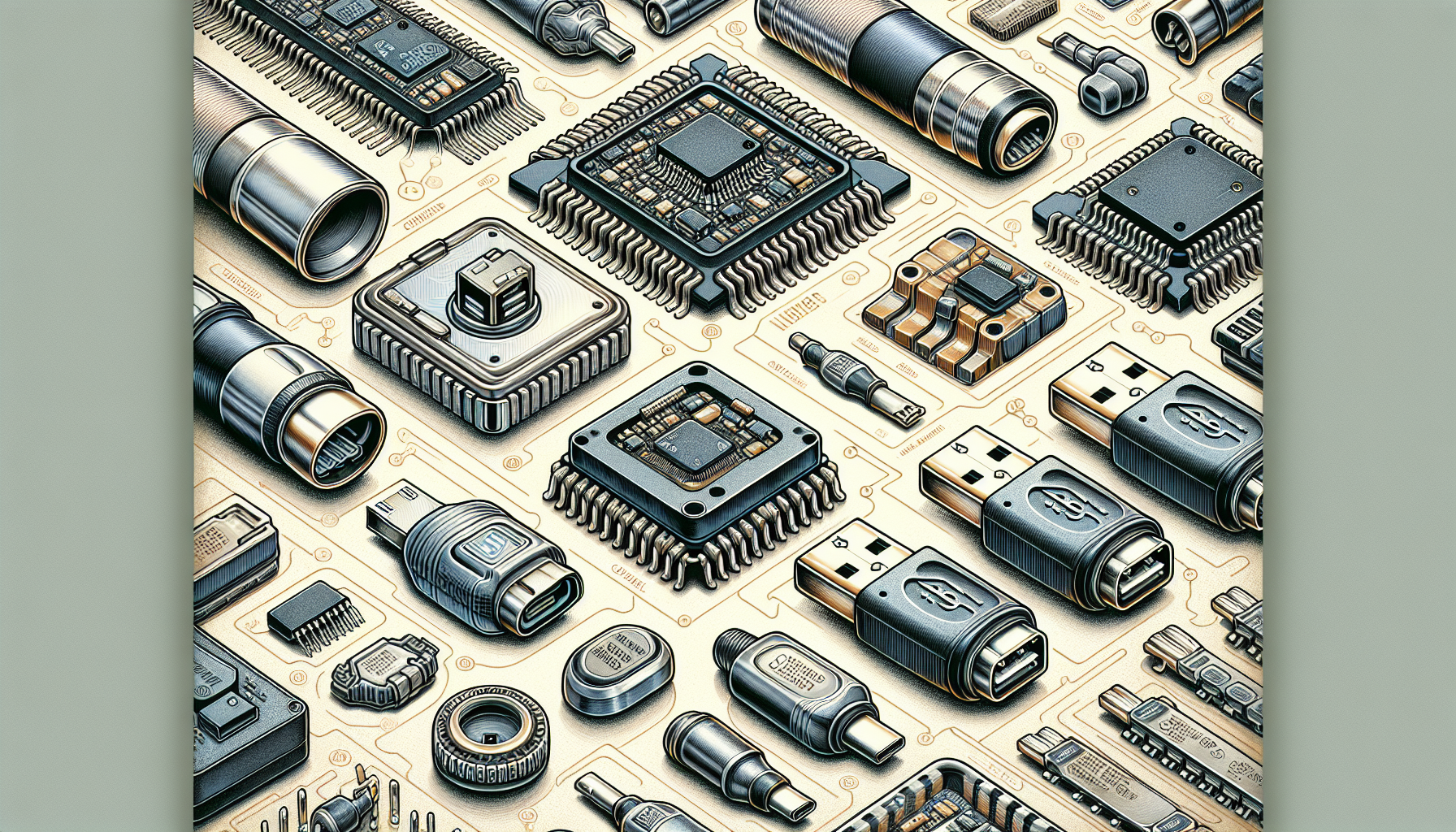 Illustration of microcontrollers and USB technology