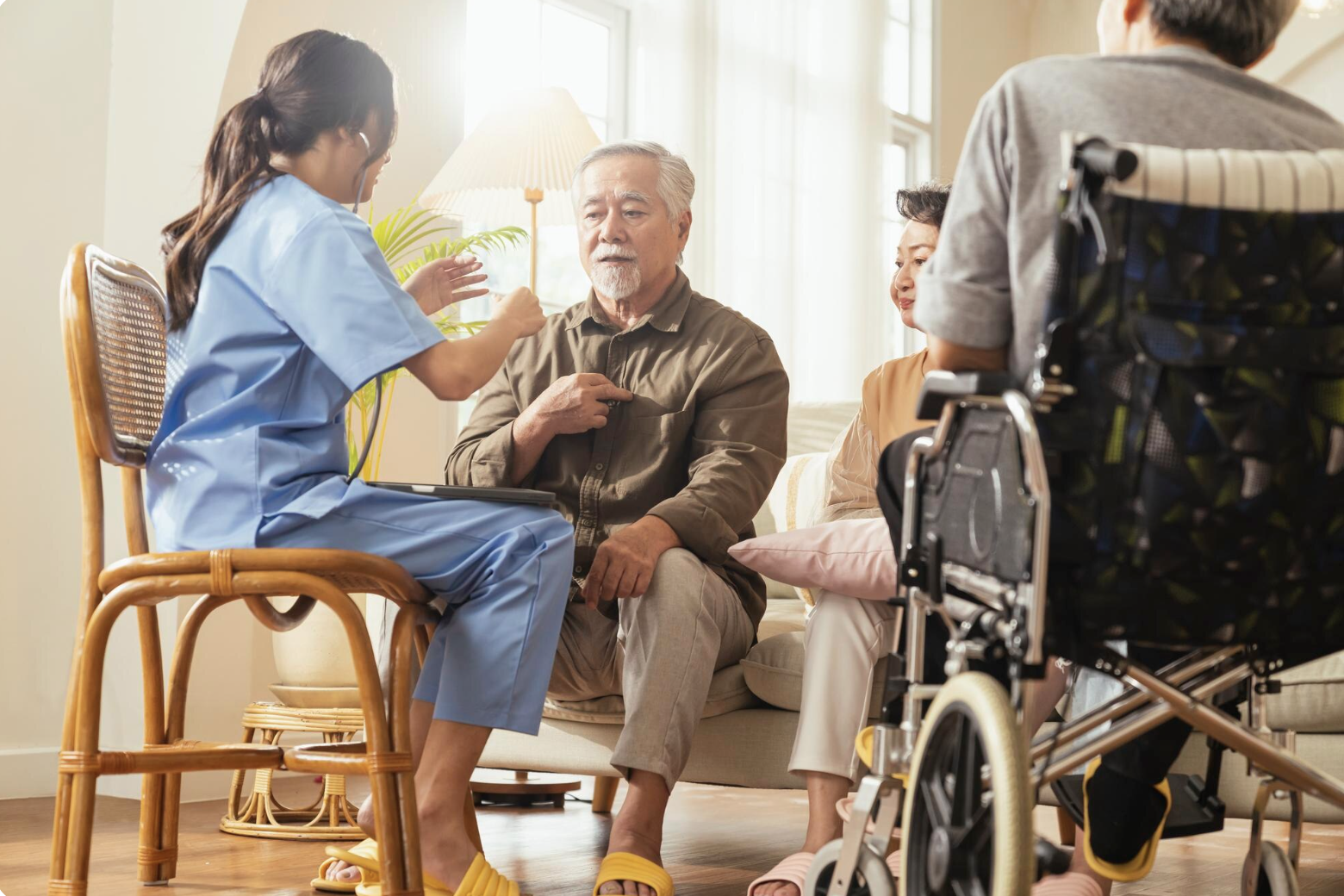 A nurse taking care of the elderly