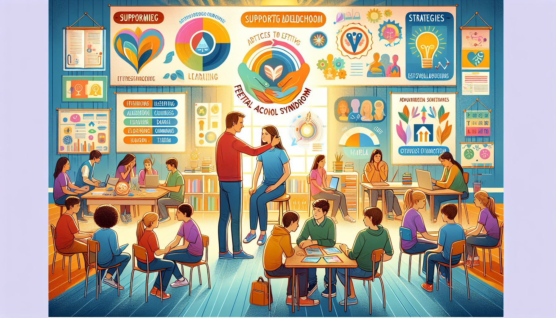 A visual representation of strategies to support adolescents with fetal alcohol syndrome.