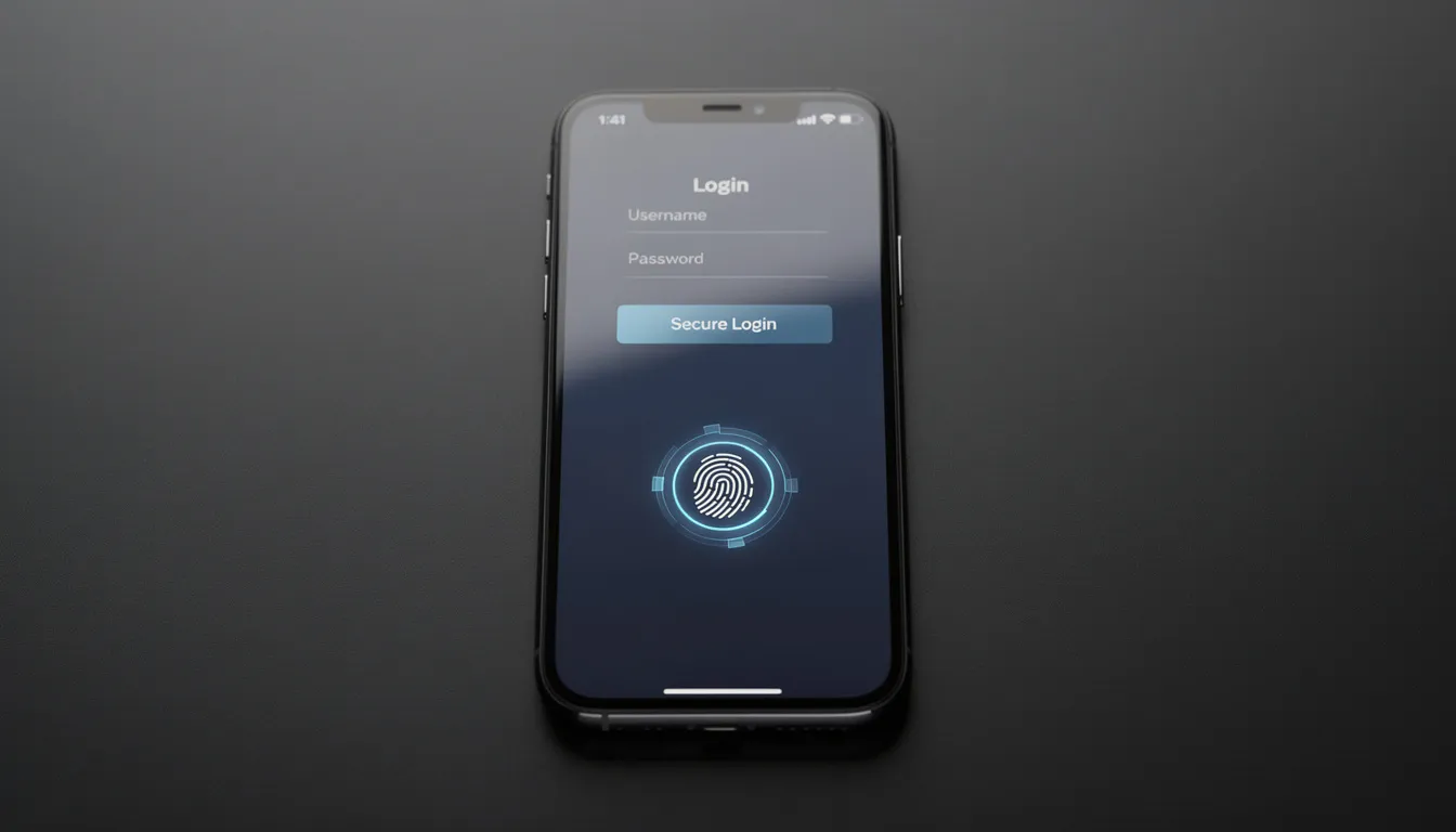 En smartphone visar en säker inloggningsskärm med fingeravtrycksautentisering, vilket gör det enkelt för spelare att logga in på sina konton hos Yako Casino. Denna funktion erbjuder en smidig och säker åtkomst till casinots spelutbud och bonusar.