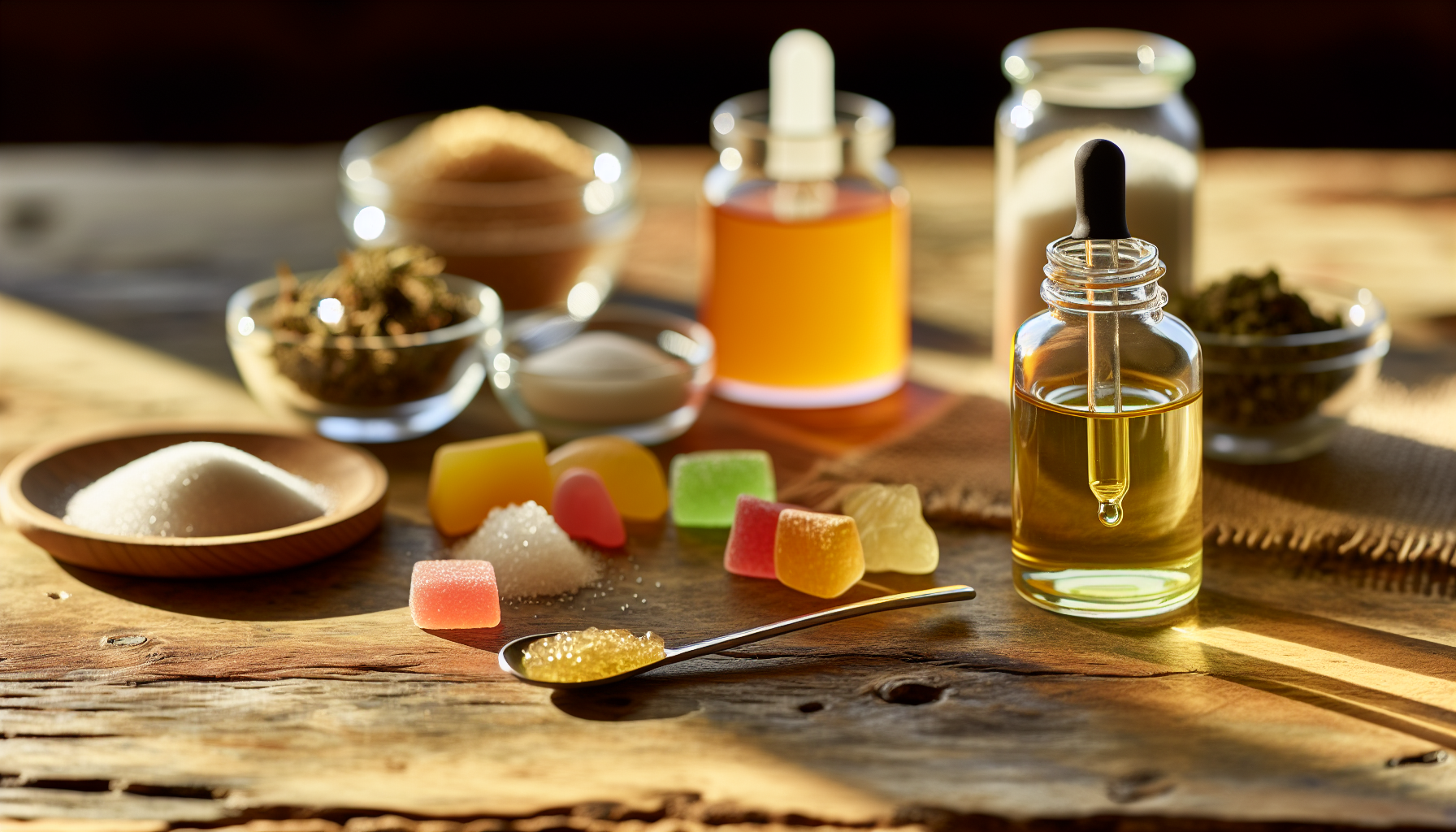 Close-up of natural ingredients used in CBD gummies