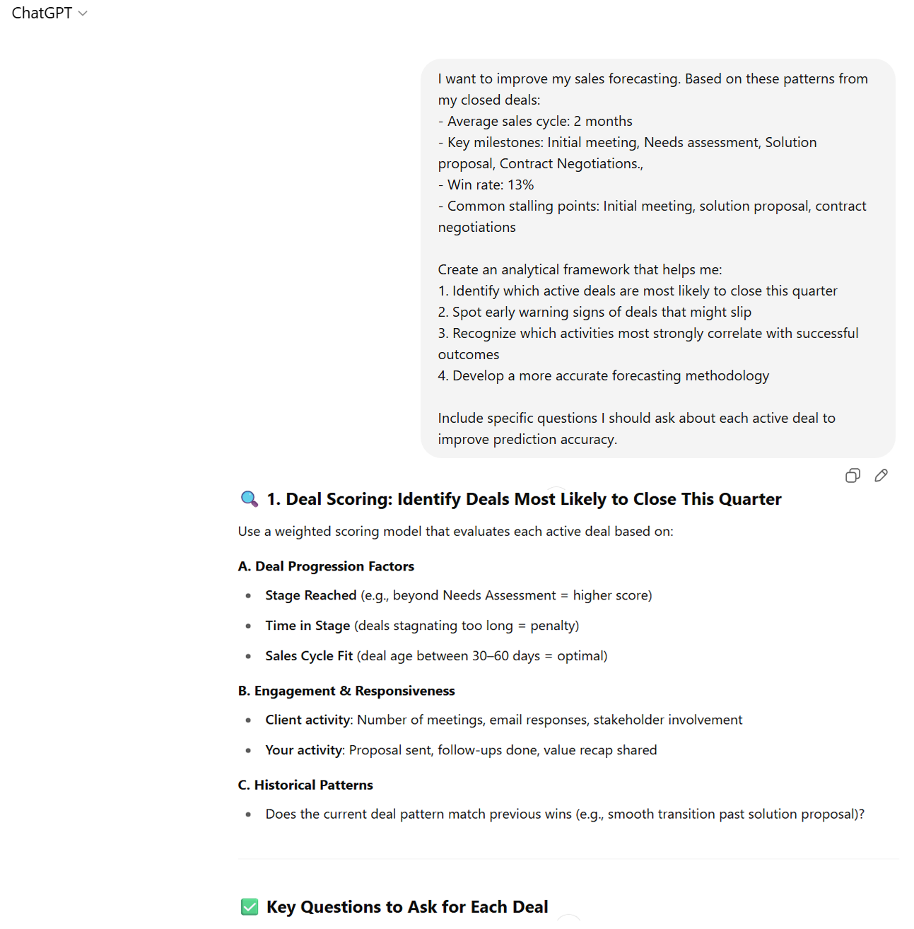 AI-driven sales forecasting framework for deal management