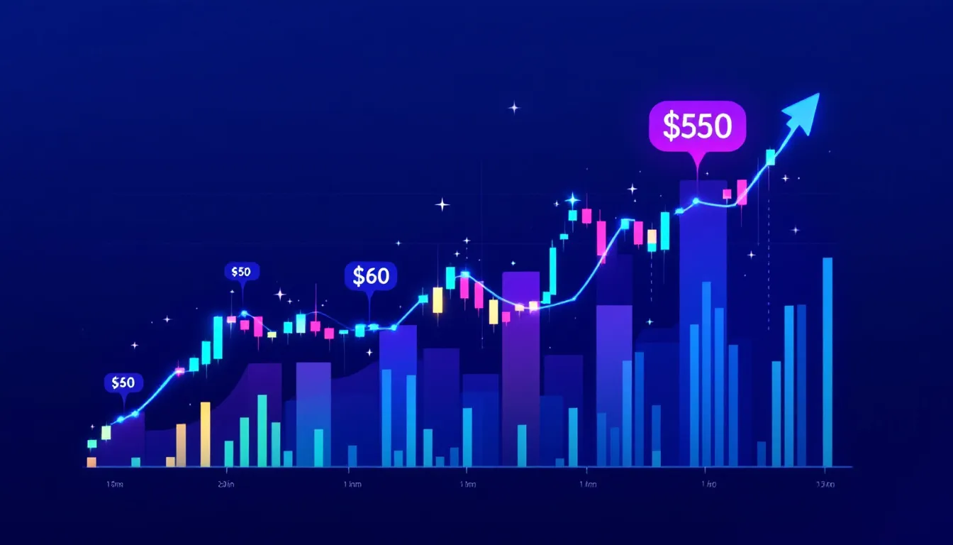 An illustration of a futures trading chart with Litecoin price movements.