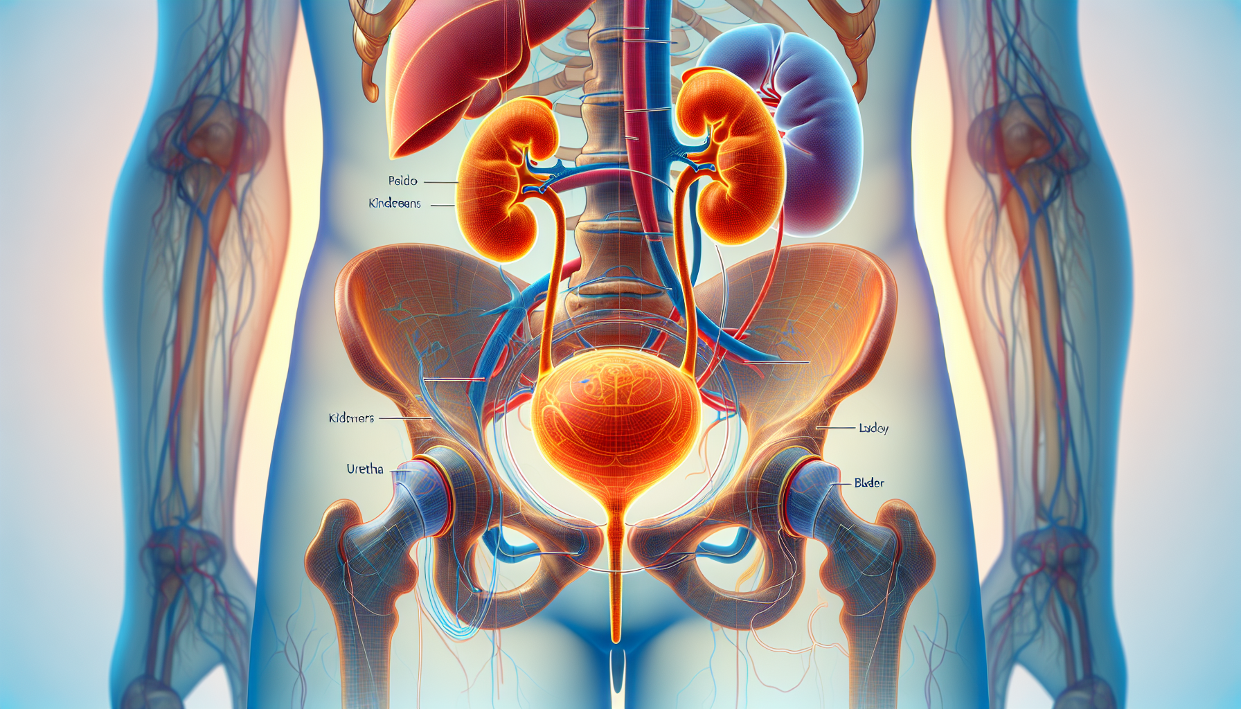Illustration of urinary system anatomy