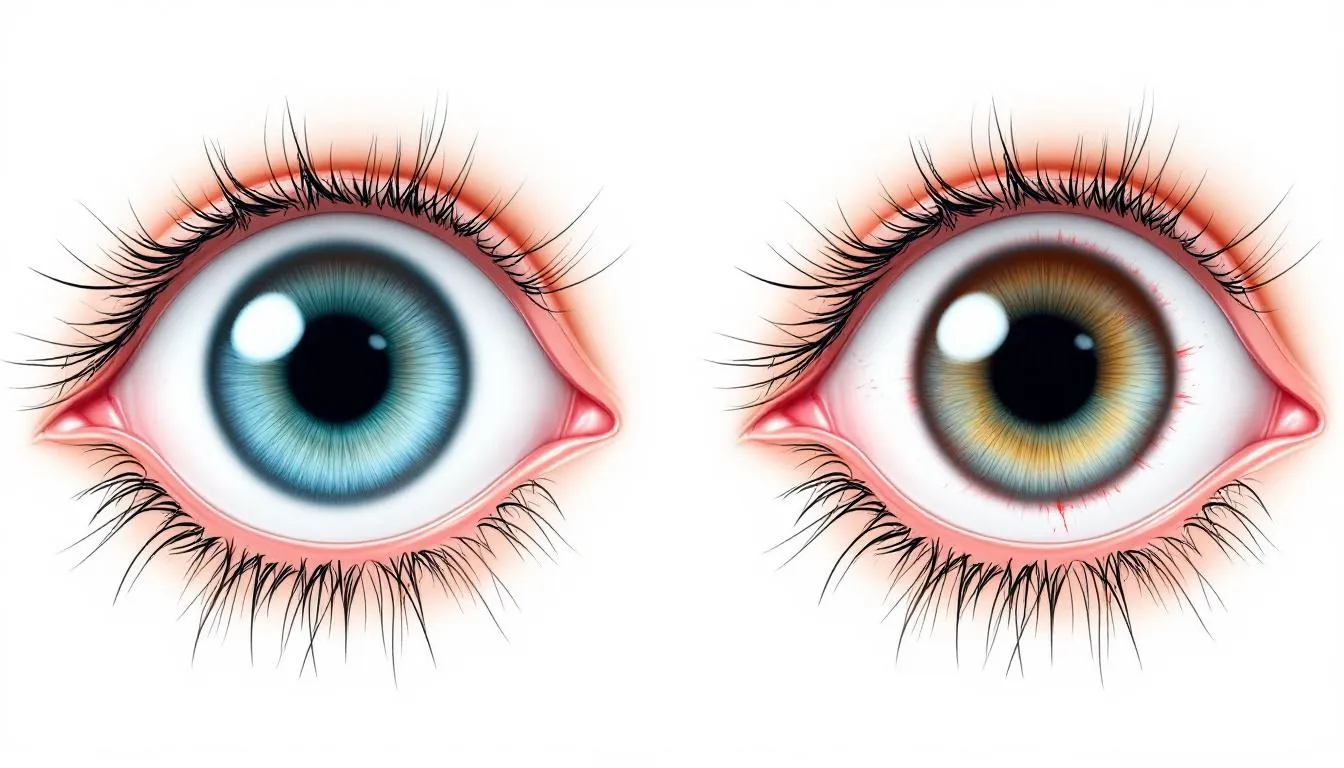 In the image, a side-by-side comparison illustrates a healthy dog