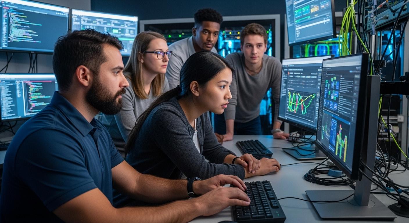 Students and cybersecurity professionals gaining real-world experience through interactive cyber labs with threat detection, incident response, and security monitoring tools.