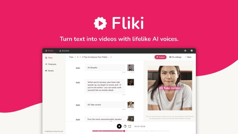 screenshot of fliki homepage
