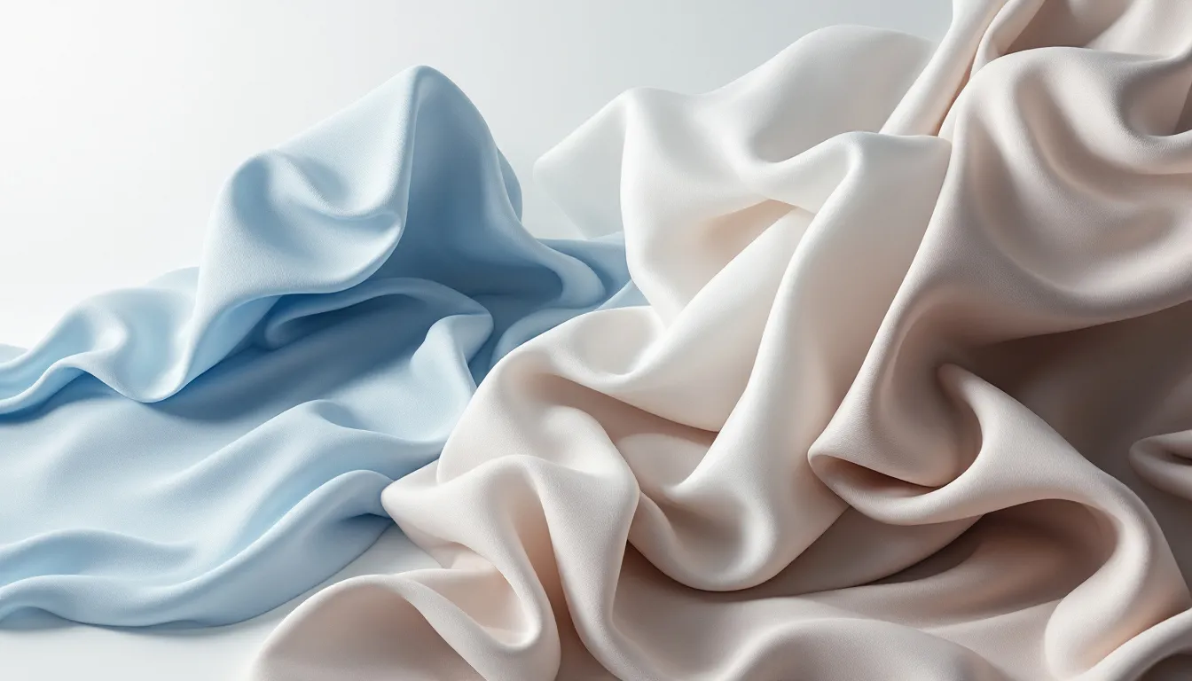 A futuristic display of polyester viscose fabrics in fashion, indicating future trends.