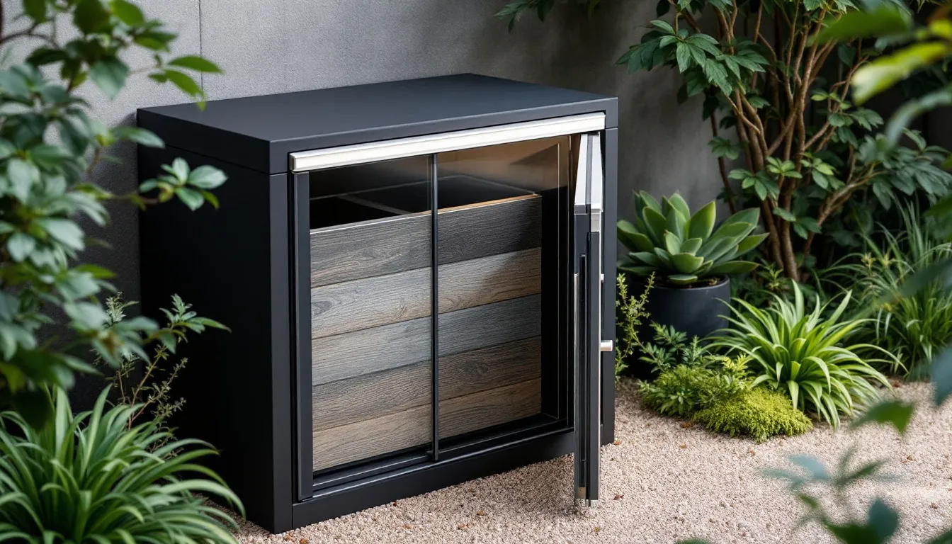 Een maatwerk kliko ombouw in een tuin.