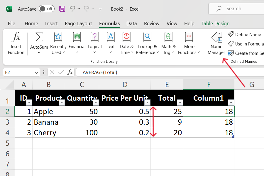 excel tables and named ranges enhance clarity