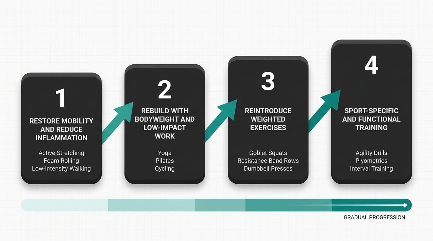 The Four-Phase Comeback Framework: From Mobility to Full Training and Expected Return