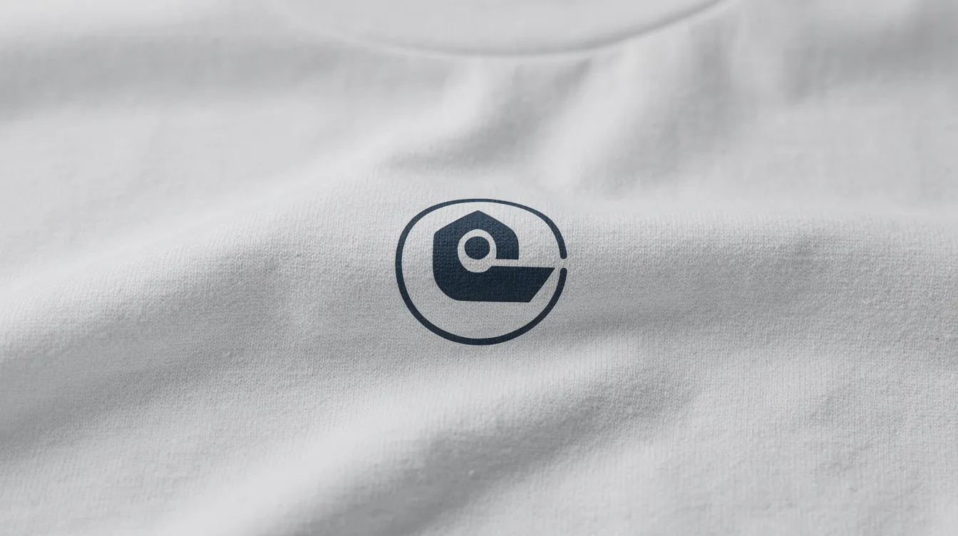 Valkoinen t-paita, jonka rintaan on painettu logo.
