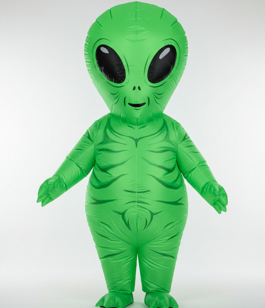 alien adult inflatable costumes, halloween costumes, add this to your account and blow everyone's minds this Halloween