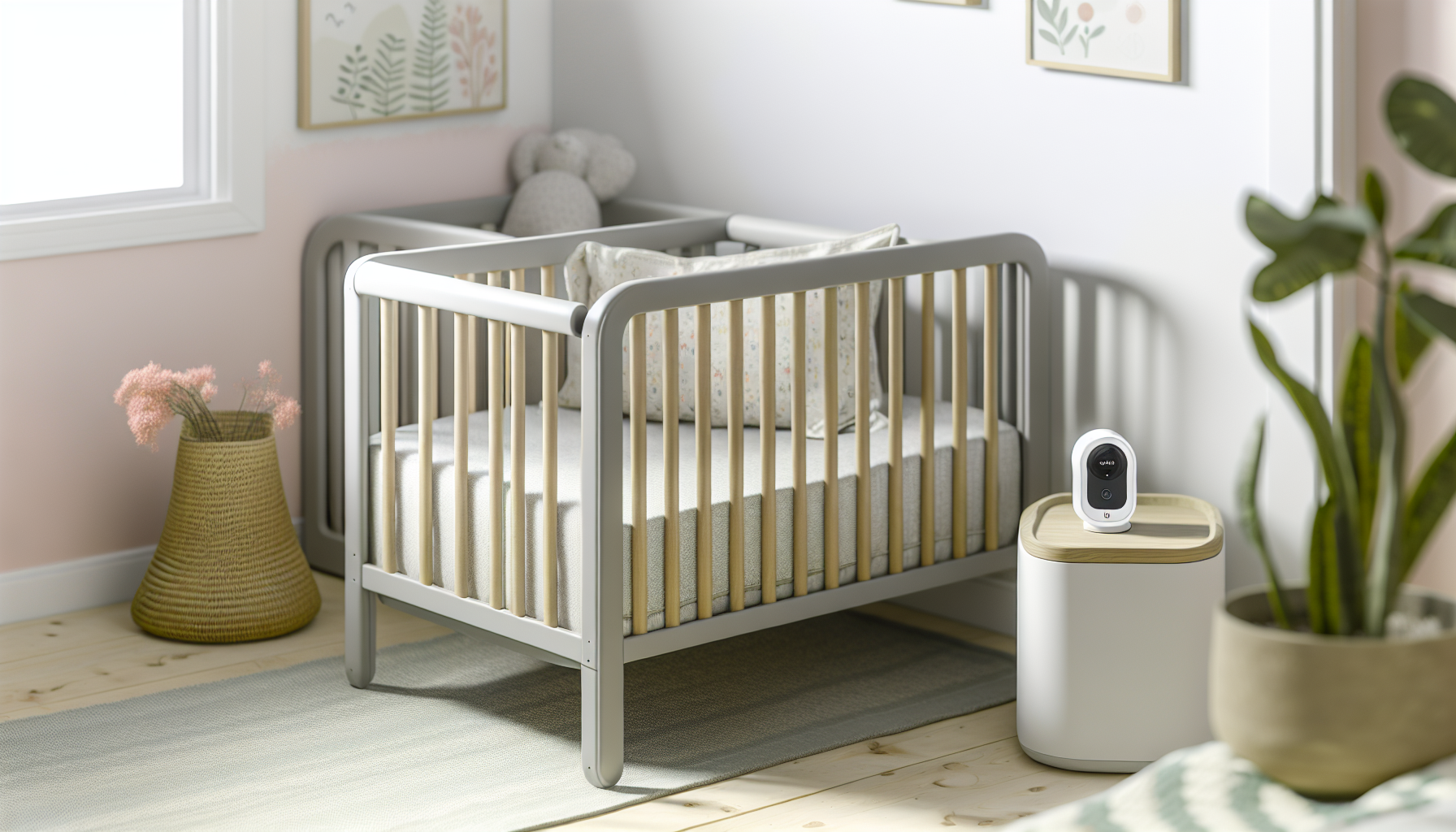 Safe sleep environment with a baby crib and soft bedding