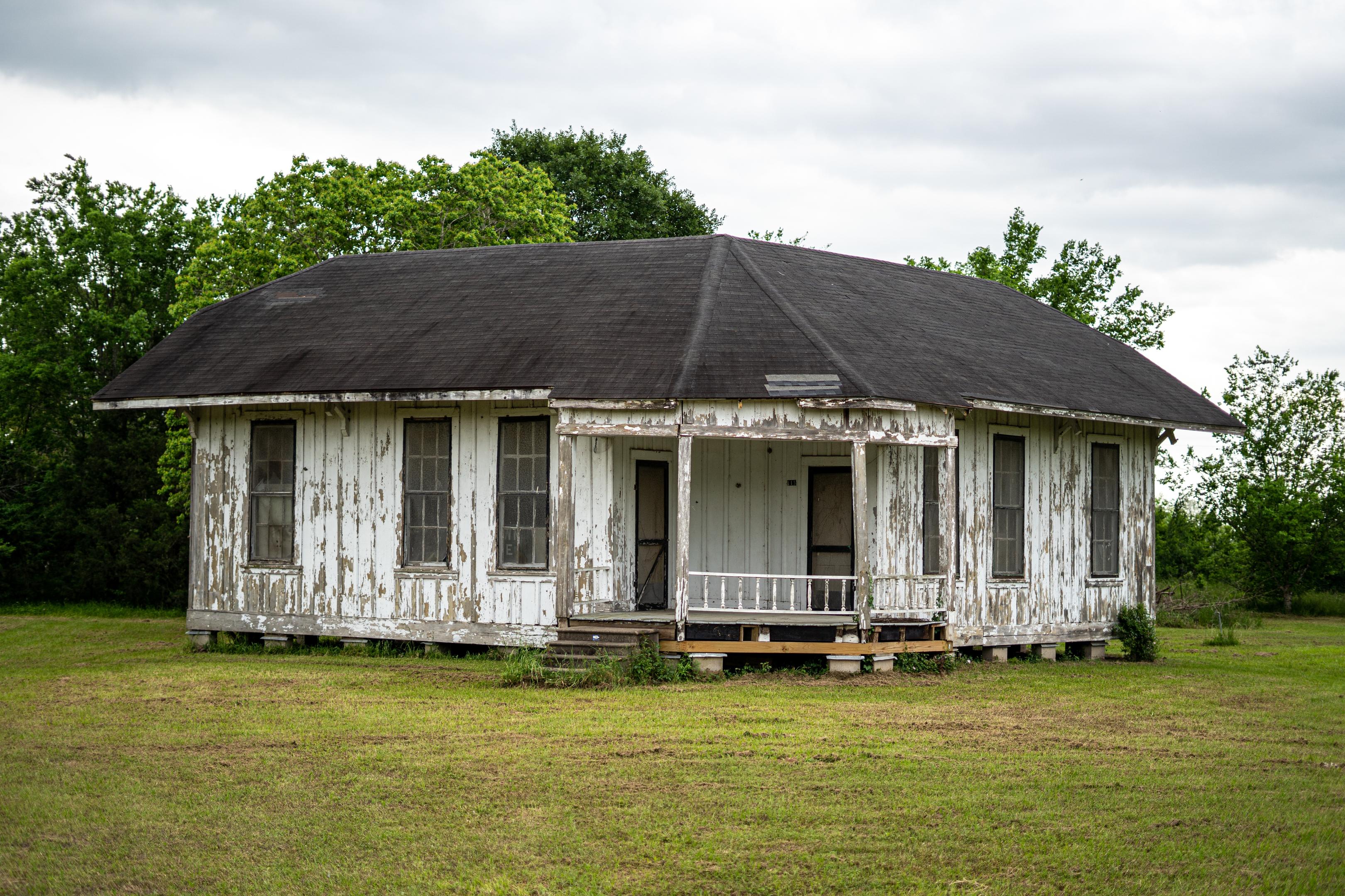Old white house made of wood