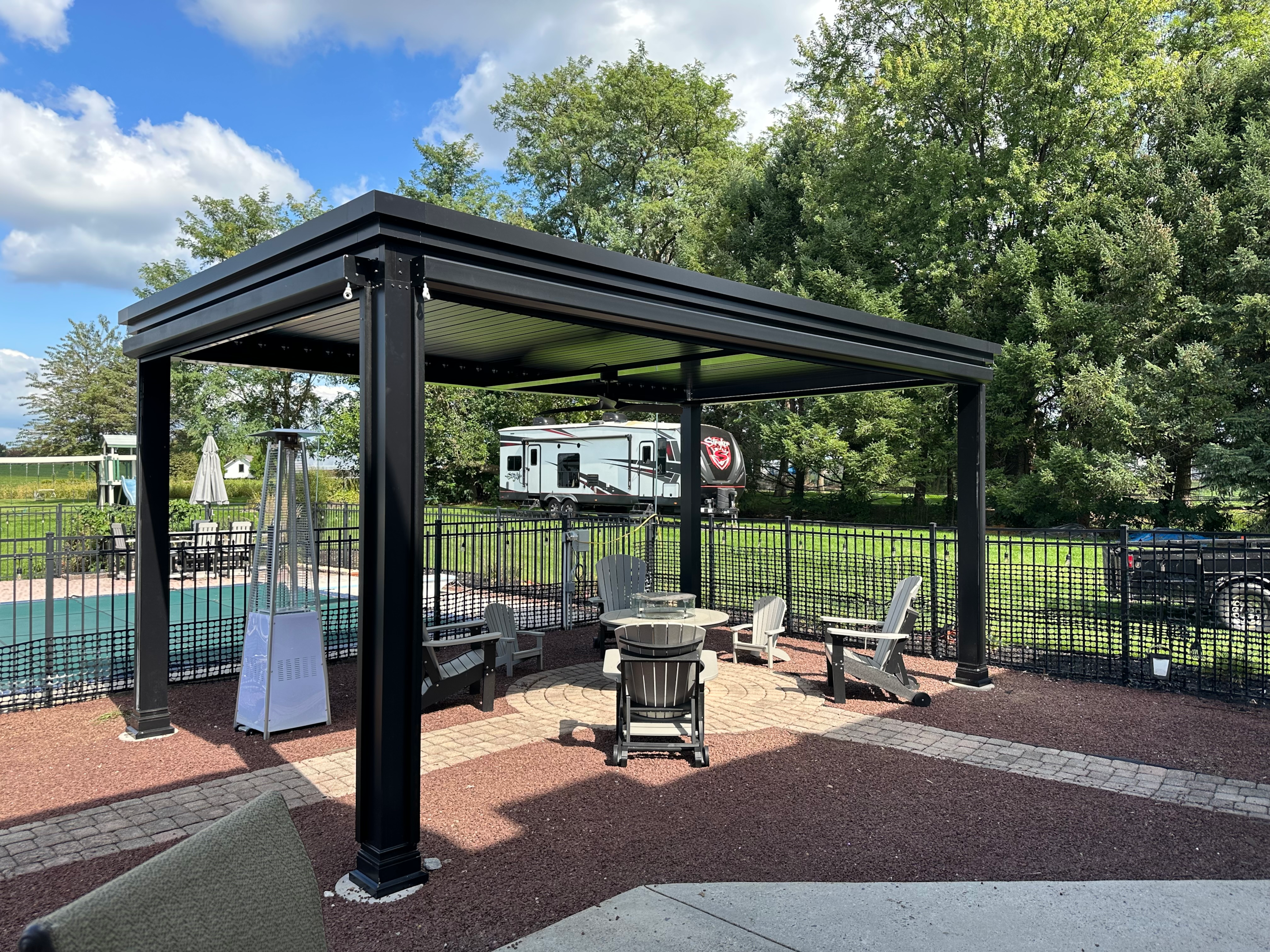 Beautiful aluminum pergola option.  Can also be a kit version and DIY project.