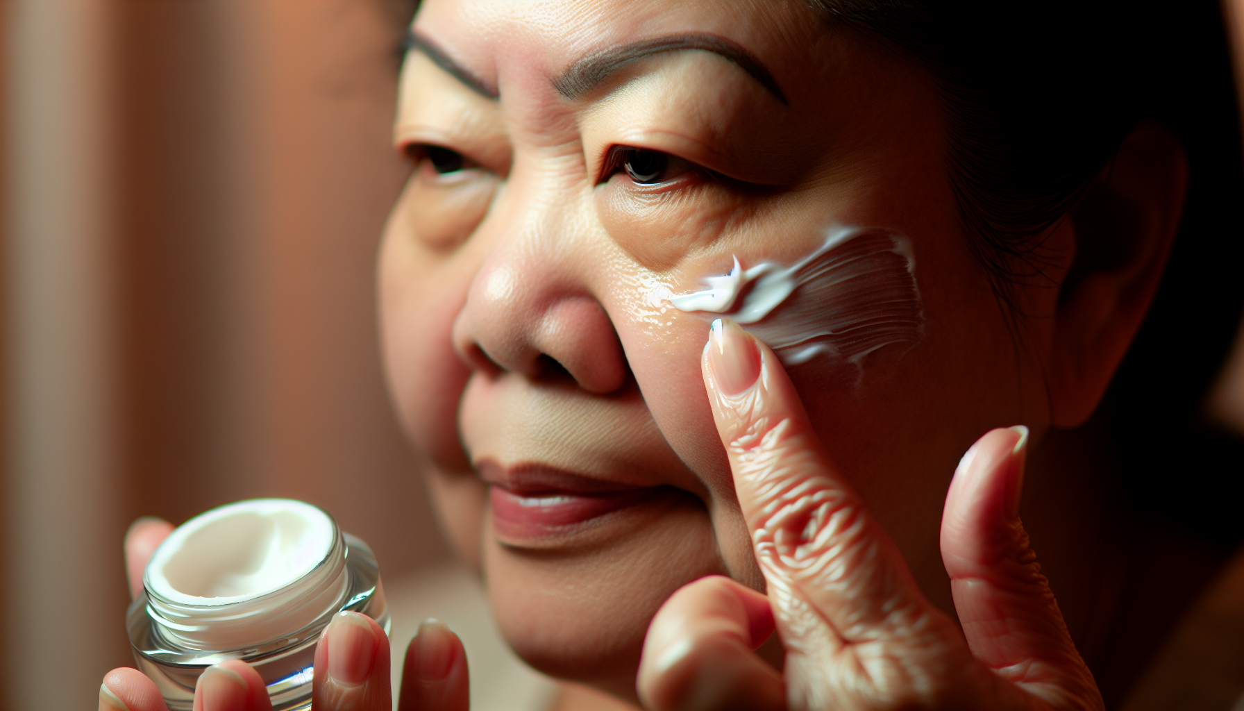 Person applying retinol A cream